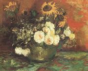Vincent Van Gogh Bowl with Sunflowers,Roses and other Flowers (nn040 oil painting picture wholesale